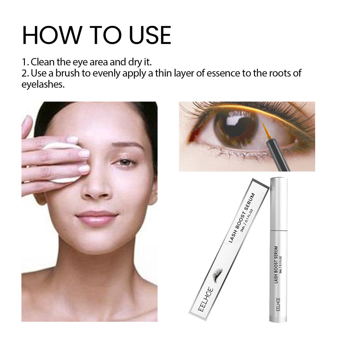 Lash Boost Serum, Eyebrows And Eyelashes Black Thick Curly Natural Beautiful Slender Long Gentle Not Easy To Smudges