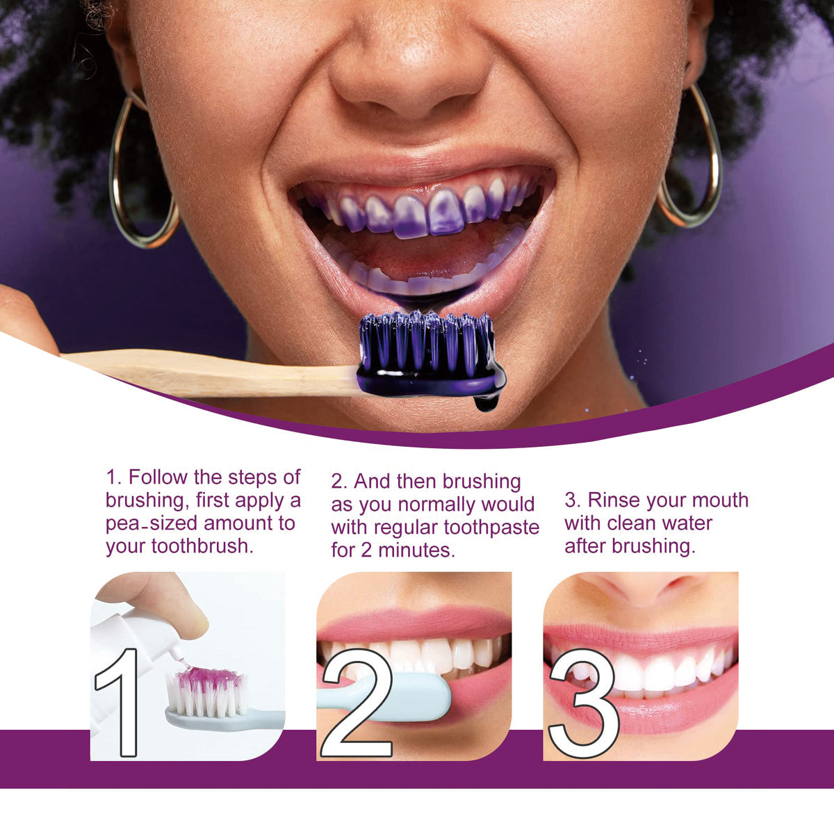 V34 Purple Whitening Toothpaste, Removal Teeth Tartar Oral Cleaning Repair Teeth Whitening Toothpaste