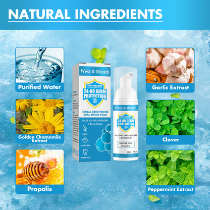 Herbal Brightening Oral Repair Foam, Clean Bad Breath And Teeth Stains With White Teeth Foam