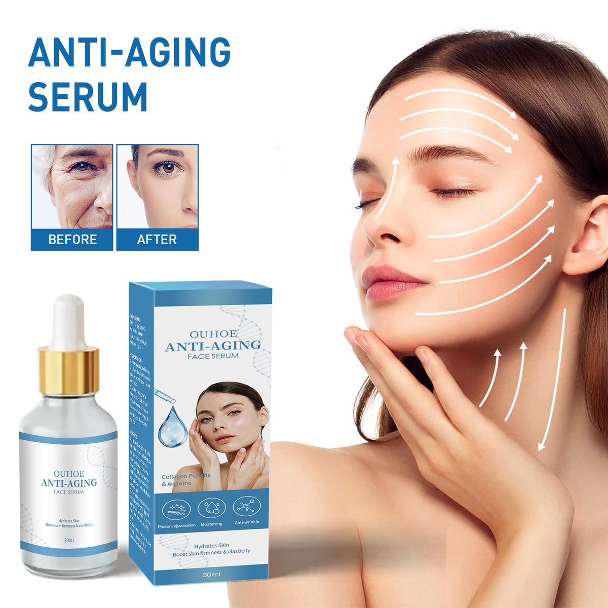 Hyaluronic Acid Anti-Wrinkle Essence, Reduces Lines Moisturizes Rejuvenates And Firms Skin Essence