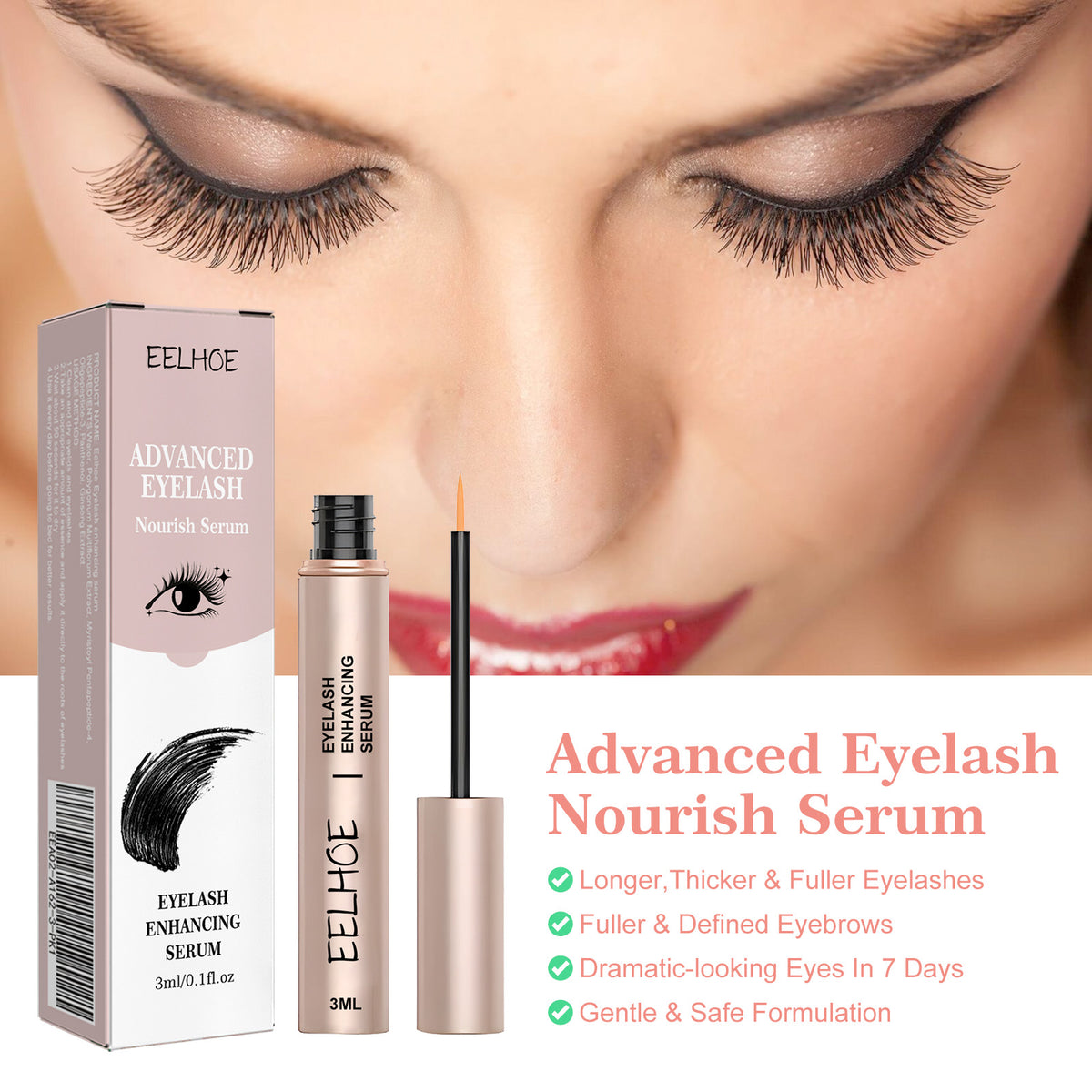 Mascara Natural Seamless Curl Length, Jet Black, Thick, Beautiful Lash Moisturizing Condition