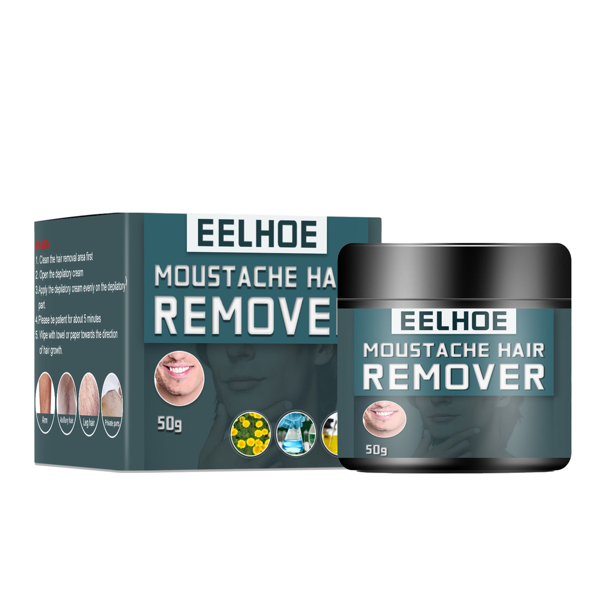 Men's Hair Removal Cream, Facial Armpit Leg Chest Hair Clean Not Damaging Skin Hair Removal Cream