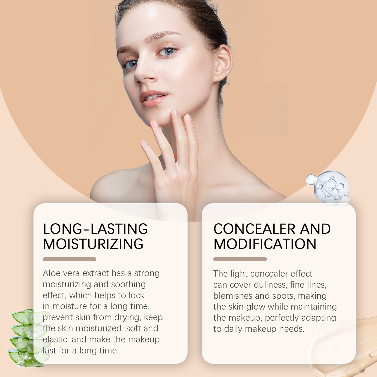 Moisturizing Concealer Foundation Light, Moisturizing, Brightening And Nourishing Skin Matte And Clear Oil Skin For Dry Skin