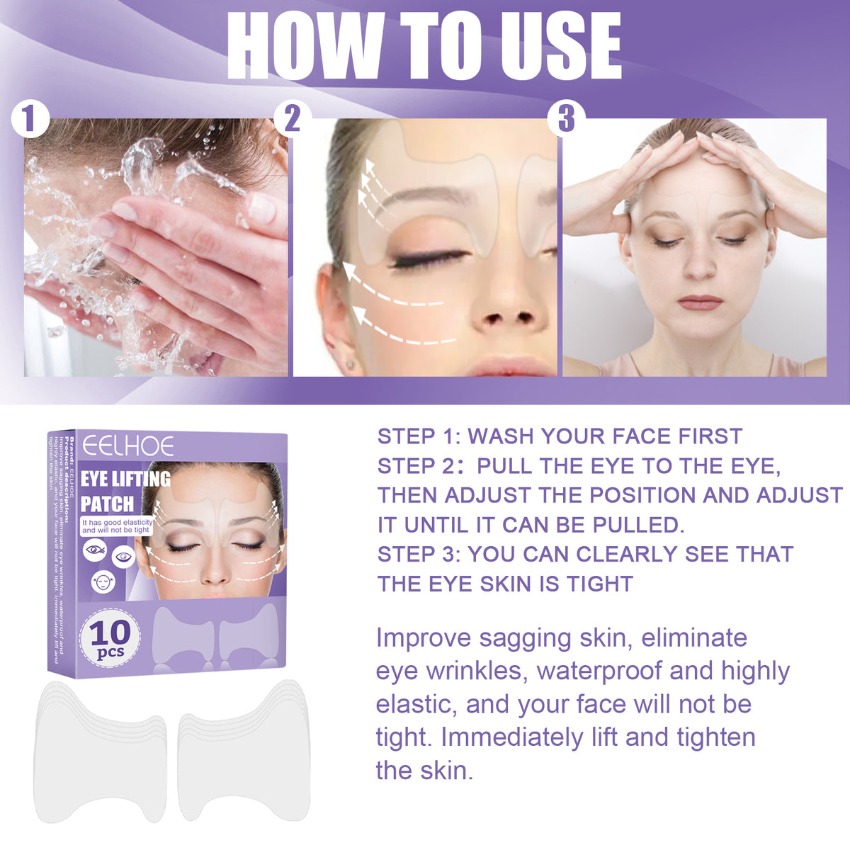 Eye Lifting Patch, Reduces Fine Lines Under Eye Bags Multi-Action Collagen Eye Mask Firming Lift Eye Patch
