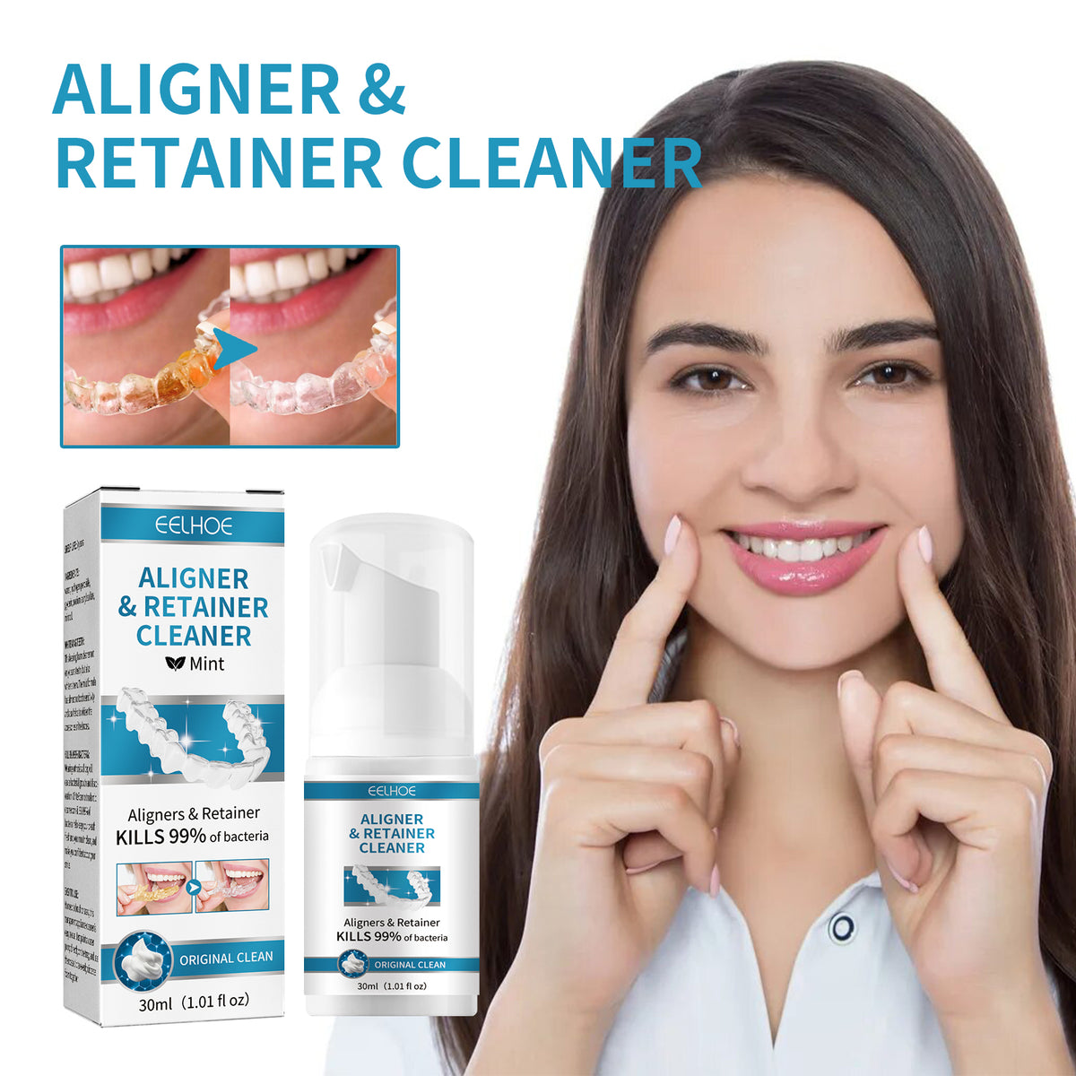Denture Cleaner, Oral Cleaning Care Fresh Breath White Dentures Cleaner