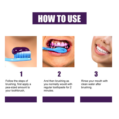 V34 Purple Toothpaste Beauty Teeth Stain Removal Anti-Pigmentation Yellow Teeth Clean White Bright White