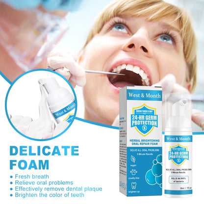 Herbal Brightening Oral Repair Foam, Clean Bad Breath And Teeth Stains With White Teeth Foam
