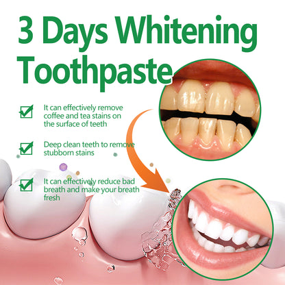 3 Days Whitening Toothpaste, Clean Mouth Odor To Yellow Tartar Haun White Teeth Gum Toothpaste