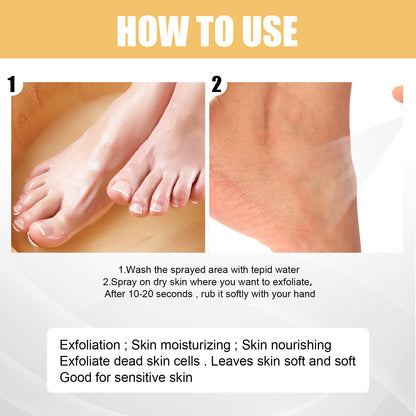 Foot Exfoliating Spray, Repair Brightening Remove Dead Skin Calluses Foot Whitening Care Spray