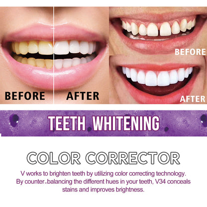 V34 Purple Whitening Toothpaste, Removal Teeth Tartar Oral Cleaning Repair Teeth Whitening Toothpaste